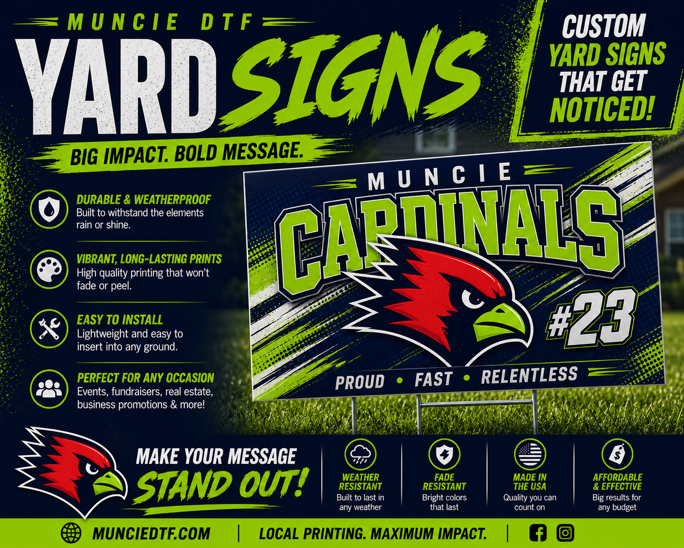 Custom YARD SIGNS Qty 10 with Stakes