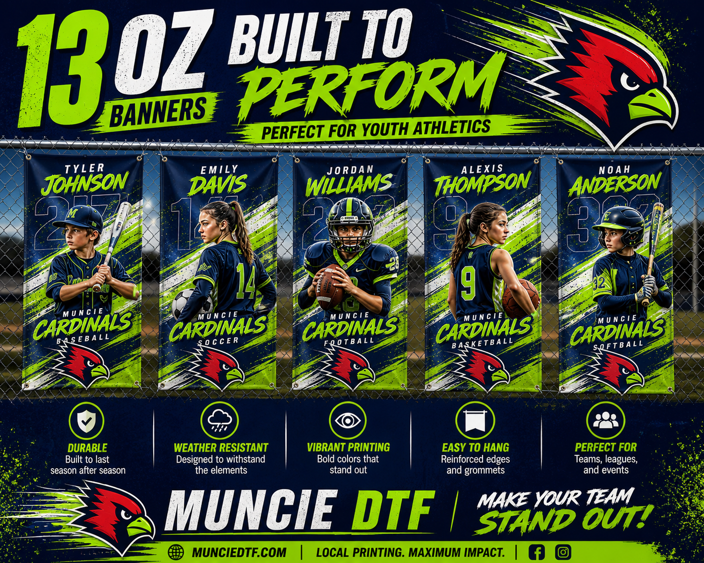 Custom 13oz Full Color Scrim Banners - Durable, Hemmed, Grommeted, & Fast Shipping
