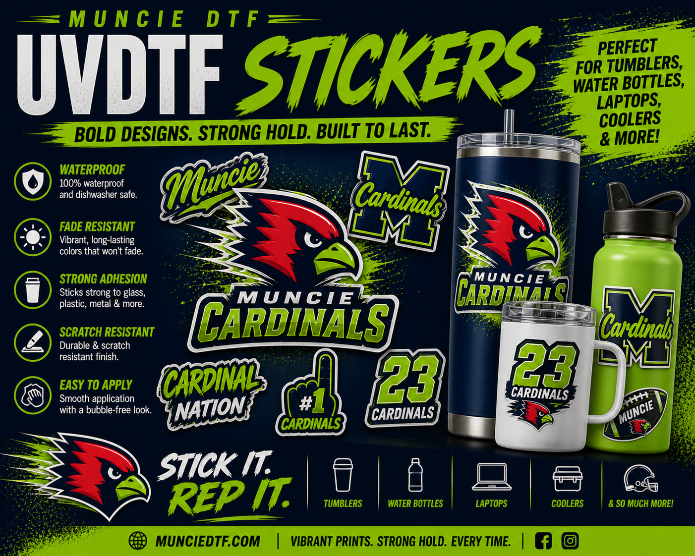 22" Premium UV DTF Stickers – Glossy, Durable, Waterproof Decals